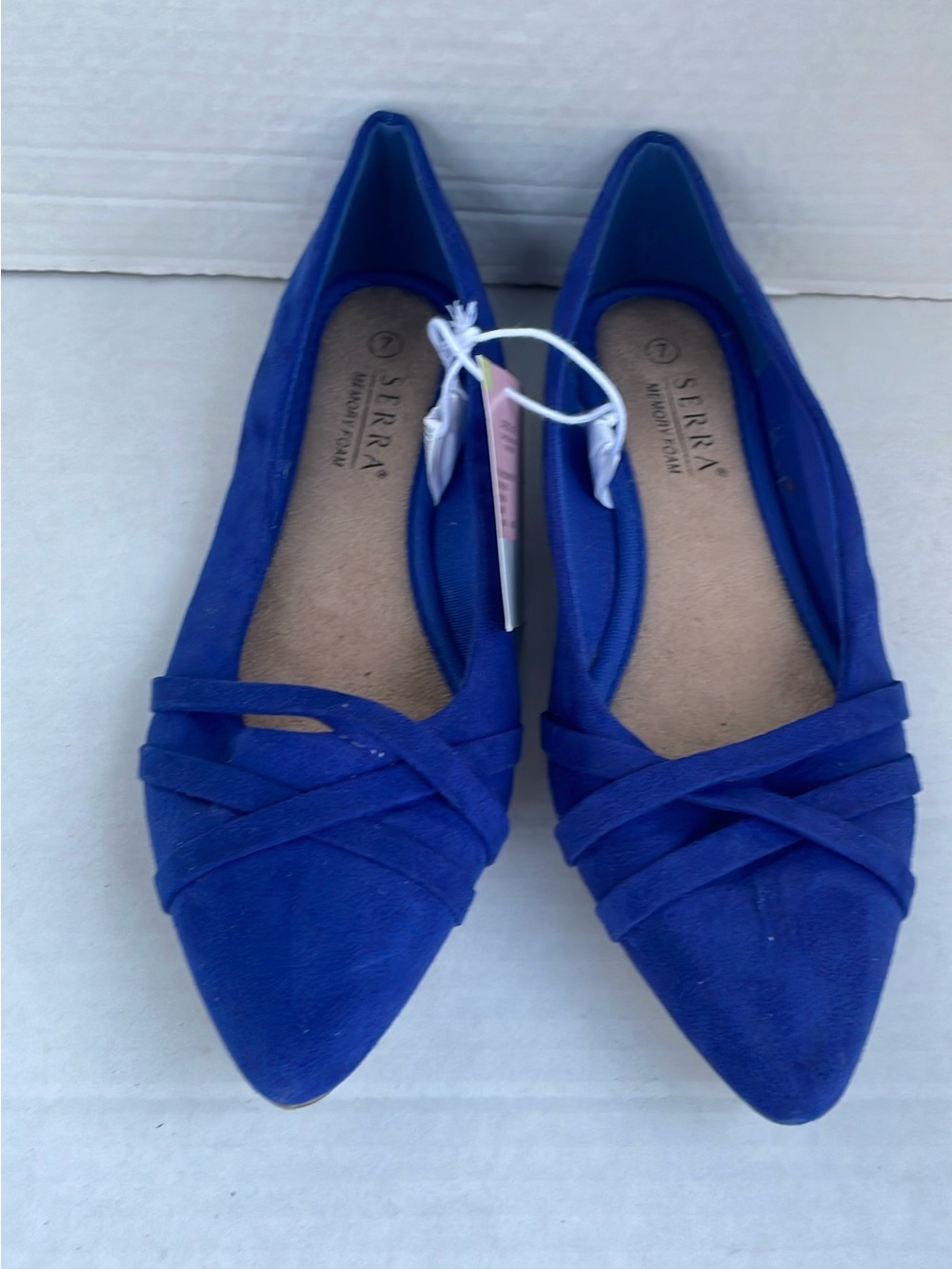 Serra Royal Blue Pointed-Toe Cross-Strap Flats